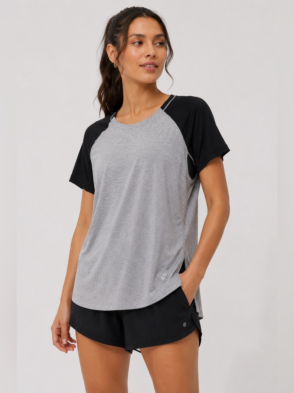 Lululemon Gray & Black Short Sleeve Athletic Tee | Moisture-Wicking | Women’s